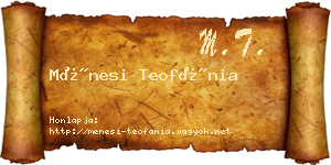 Ménesi Teofánia névjegykártya